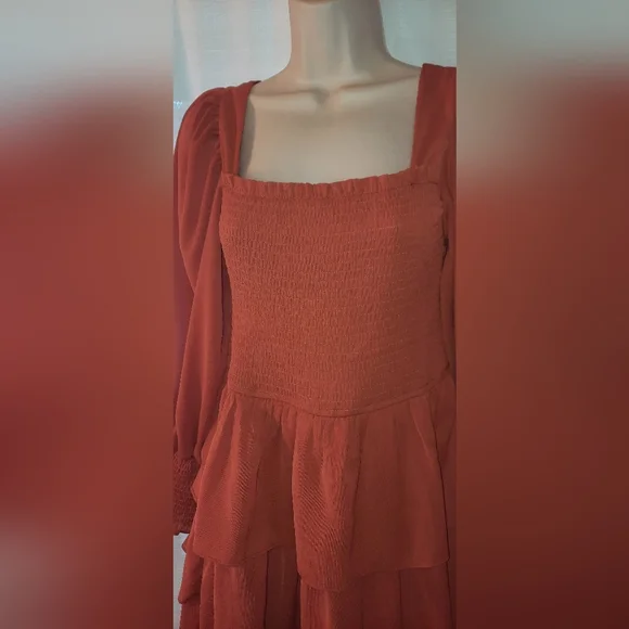 Elegant Rust Tiered Dress - Picture 12 of 15